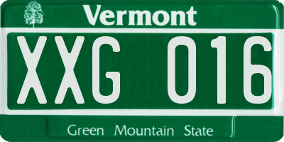 VT license plate XXG016
