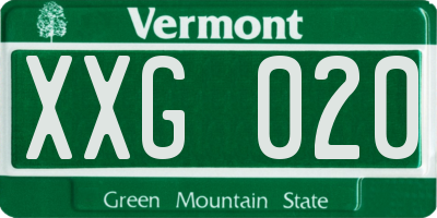 VT license plate XXG020