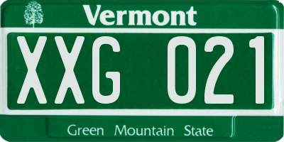VT license plate XXG021