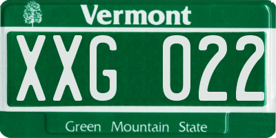 VT license plate XXG022