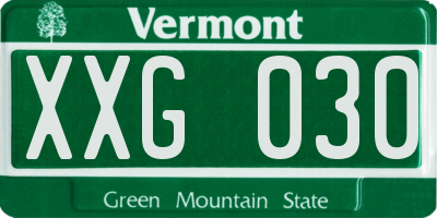 VT license plate XXG030