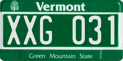 VT license plate XXG031