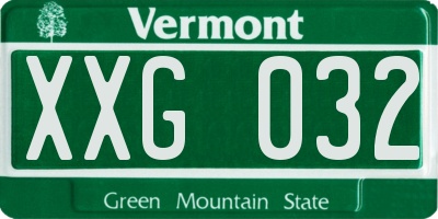 VT license plate XXG032