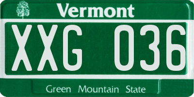 VT license plate XXG036