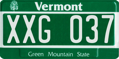 VT license plate XXG037