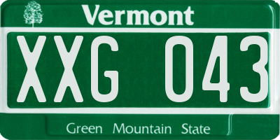 VT license plate XXG043