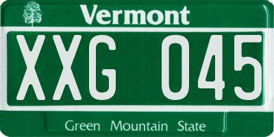 VT license plate XXG045