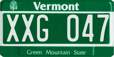 VT license plate XXG047