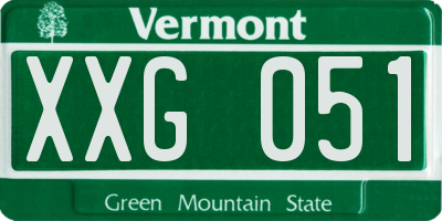 VT license plate XXG051