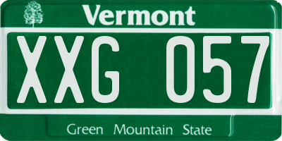 VT license plate XXG057