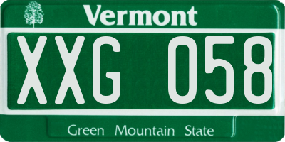 VT license plate XXG058