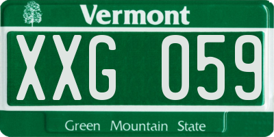 VT license plate XXG059