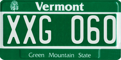 VT license plate XXG060