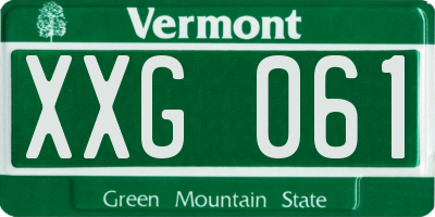 VT license plate XXG061