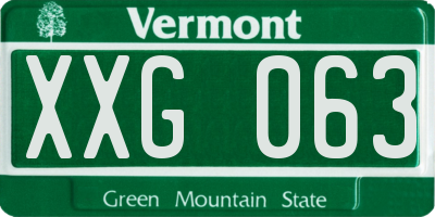 VT license plate XXG063