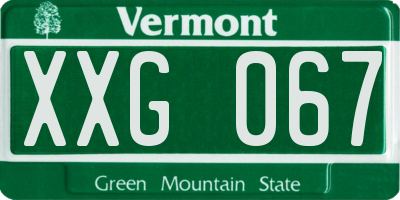 VT license plate XXG067