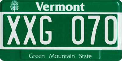 VT license plate XXG070