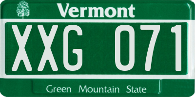VT license plate XXG071