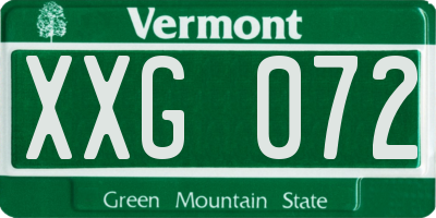 VT license plate XXG072