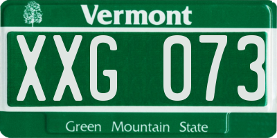 VT license plate XXG073
