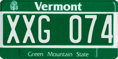 VT license plate XXG074