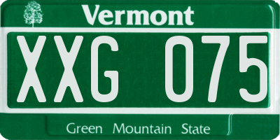 VT license plate XXG075