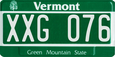 VT license plate XXG076