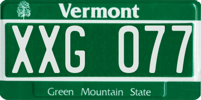 VT license plate XXG077