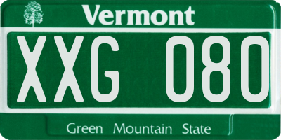 VT license plate XXG080