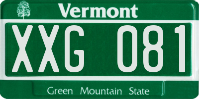 VT license plate XXG081
