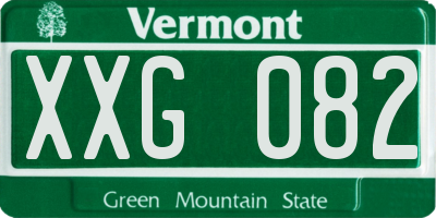 VT license plate XXG082