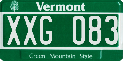 VT license plate XXG083