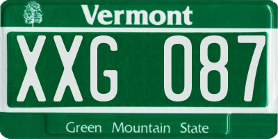 VT license plate XXG087