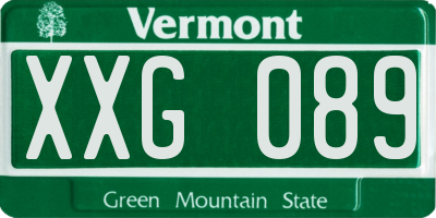 VT license plate XXG089