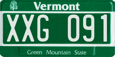 VT license plate XXG091