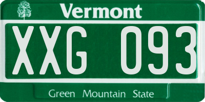 VT license plate XXG093