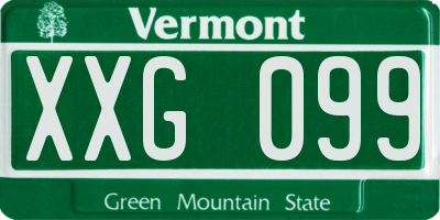 VT license plate XXG099