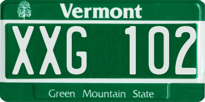 VT license plate XXG102