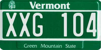 VT license plate XXG104