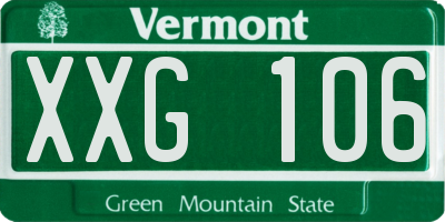 VT license plate XXG106