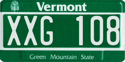 VT license plate XXG108