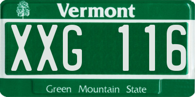 VT license plate XXG116