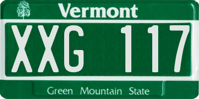 VT license plate XXG117