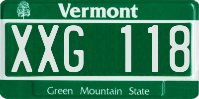 VT license plate XXG118
