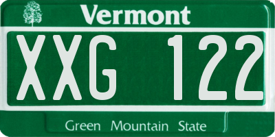VT license plate XXG122