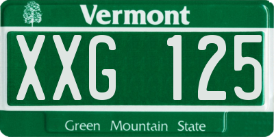 VT license plate XXG125