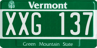 VT license plate XXG137