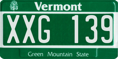 VT license plate XXG139