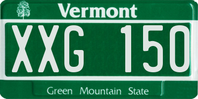 VT license plate XXG150