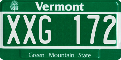VT license plate XXG172